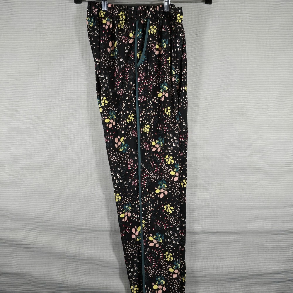 Lulus Women's Size M Bkack Floral Bloom Print Satin Straight -Leg Pants - Picture 3 of 10